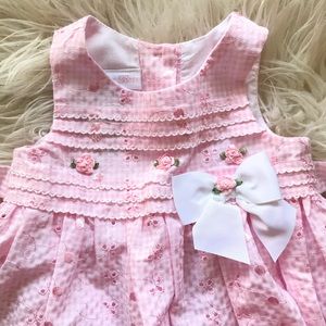 NWOT Bonnie Baby Pink Eyelet Rose Tie Dress
